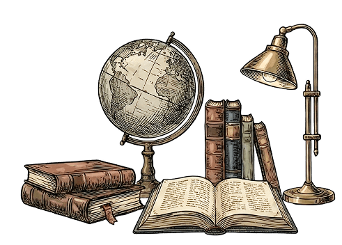 Vintage books and globe